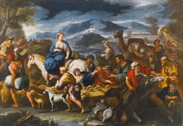 Rebecca's Journey To Canaan Oil Painting by Paolo de Matteis