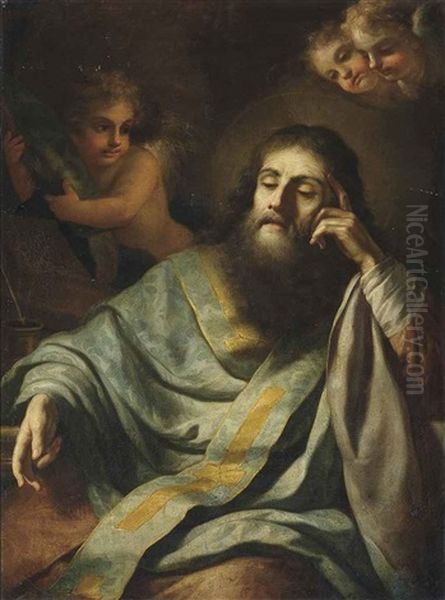 A Saint In Contemplation Attended By Putti Oil Painting by Paolo de Matteis