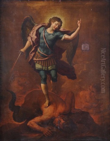 L'arcangelo Michele Sconfigge Il Demonio Oil Painting by Paolo de Matteis