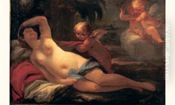 Venus Endormie Et Entouree De Putti Dans Un Paysage Oil Painting by Paolo de Matteis