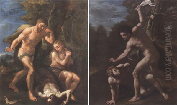 Adam And Eve Crying Over The Dead Body Of Abel Oil Painting by Paolo de Matteis