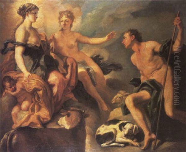 Venus And Paris Oil Painting by Paolo de Matteis