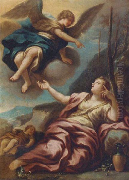 Hagar And The Angel Oil Painting by Paolo de Matteis