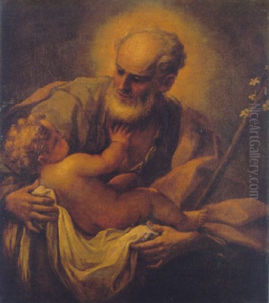 St. Joseph Holding The Infant Christ Oil Painting by Paolo de Matteis