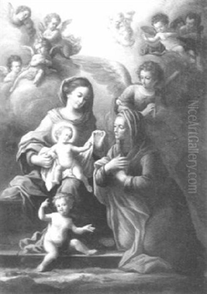 Madonna Con Bambino, Con San Giovannino E Sant'anna Oil Painting by Paolo de Matteis