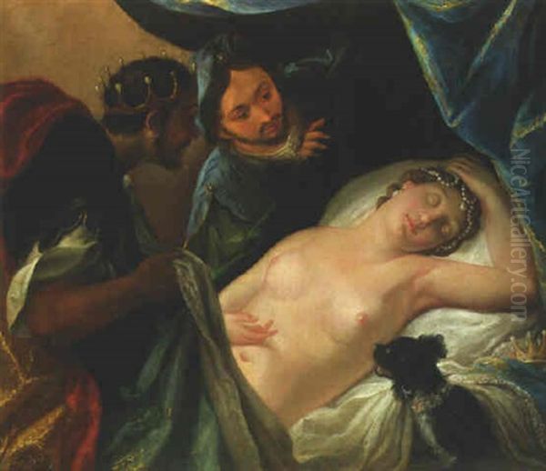 Gyges In The Bedchamber Of King Candaules Oil Painting by Paolo de Matteis