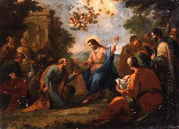 Christ Giving The Keys To Saint Peter Oil Painting by Paolo de Matteis