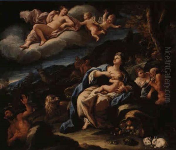 The Goddess Iris Appearing To The Goddess Cybele Oil Painting by Paolo de Matteis