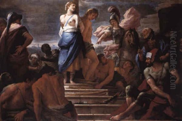 Clorinda Rescuing Olindo And Sophronia Oil Painting by Paolo de Matteis