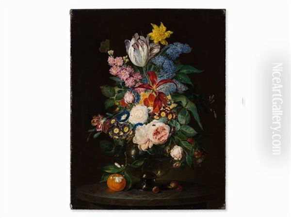 Floral Still Life Oil Painting by Andreas Theodor Mattenheimer