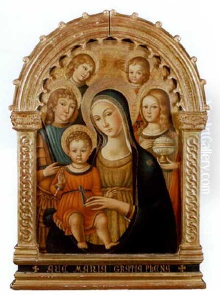 The Madonna And Child With Saint Paul And Saint Mary Magdalene And Angels Oil Painting by (Matteo da Siena) Matteo di Giovanni di Bartolo