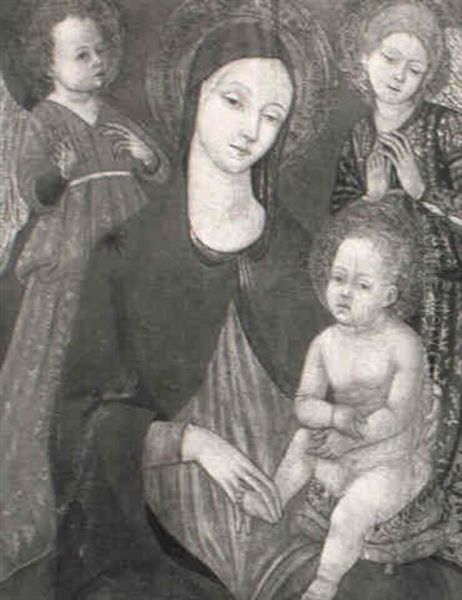 The Madonna And Child With Two Angels Oil Painting by (Matteo da Siena) Matteo di Giovanni di Bartolo