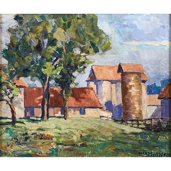 Untitled (silos) Oil Painting by Walter Mattern