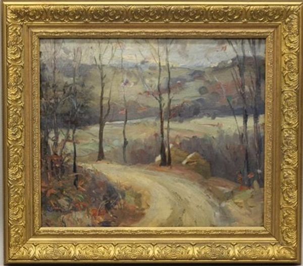 Country Road Landscape Oil Painting by Walter Mattern