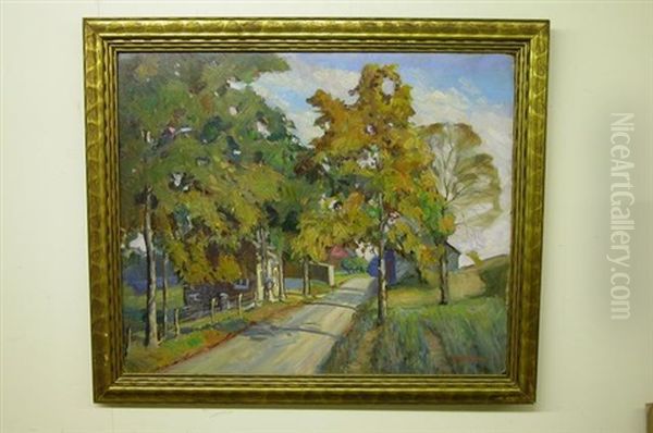 Hickory Lane Oil Painting by Walter Mattern