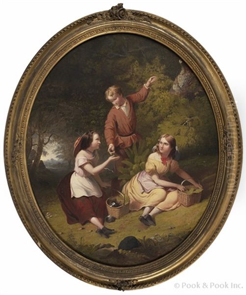 Three Children Picking Berries by Tompkins Harrison Matteson