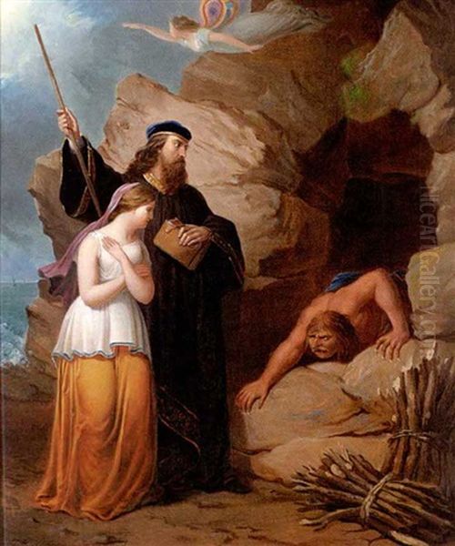 Caliban - A Scene From The Tempest Oil Painting by Tompkins Harrison Matteson