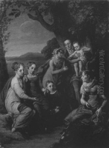 Bildnis Zweier Familien Oil Painting by Johann Friedrich Matthaei