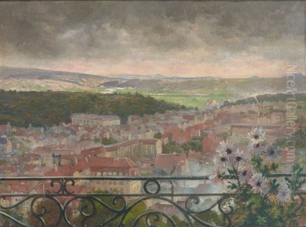 Blick Von Der Hohe Auf Das Alte Kassel Und Die Fulda Oil Painting by Theodor Matthei