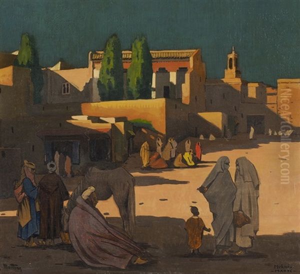 Ansicht Von Meknes Mit Personenstaffage Oil Painting by Jules Matthey de l'Etang