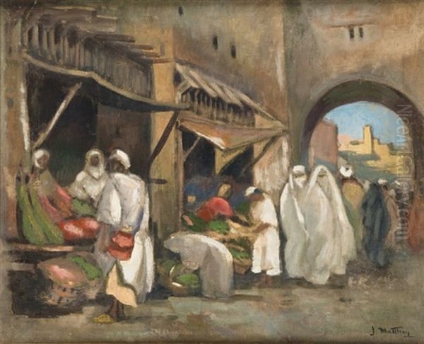 Marche Au Maroc Oil Painting by Jules Matthey de l'Etang