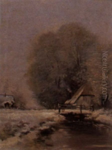 Verschneite Winterlandschaft Oil Painting by Gerarda Henriette Matthyssen