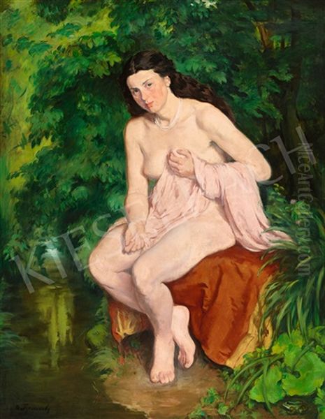 By The Water (nymph) Oil Painting by Laszlo Mattyasovszky Zsolnay