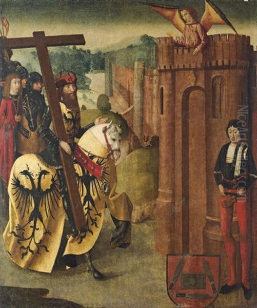 The Emperor Heraclius Bearing The True Cross Denied Entry To Jerusalem Oil Painting by  Maturino da Firenze