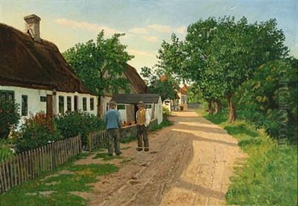 Village Scene From Marup On Samso Island, Denmark by Valdemar Erhardt Johan Mau