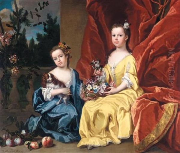 Portrait Of Catherine Sancroft And Her Sister Elizabeth Oil Painting by James Maubert