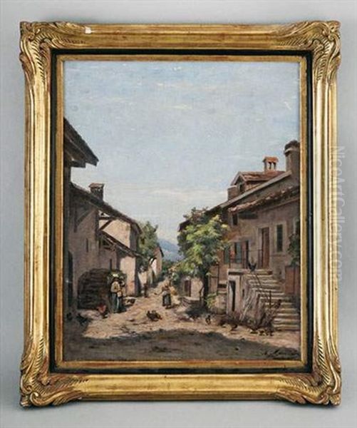 Ruelle Animee A Hermance Oil Painting by Francois Armand Mauchain