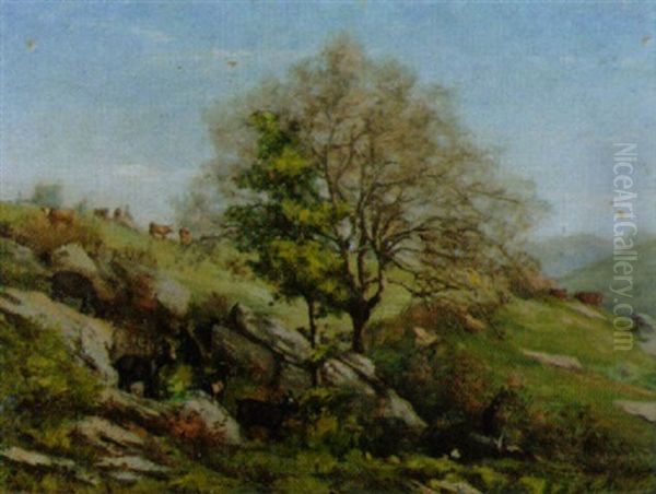 Sommerliche Gebirgslandschaft Oil Painting by Francois Armand Mauchain