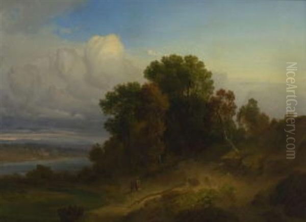 Romantische Landschaft Oil Painting by Georg Mauckner