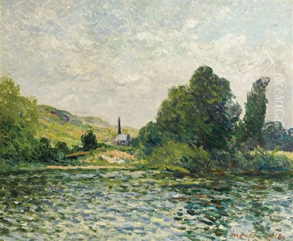 Bords De La Seine, Paysage A Bouafles, Eure Oil Painting by Maxime Maufra