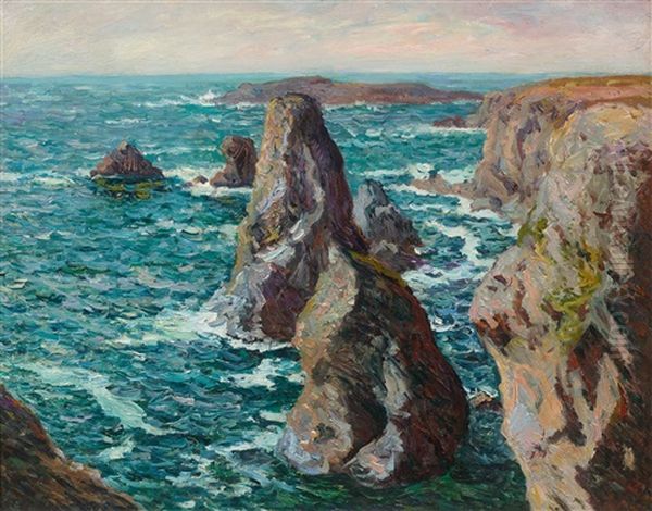 Les Pyramides De Port Coton. Belle-ille En Mer Oil Painting by Maxime Maufra