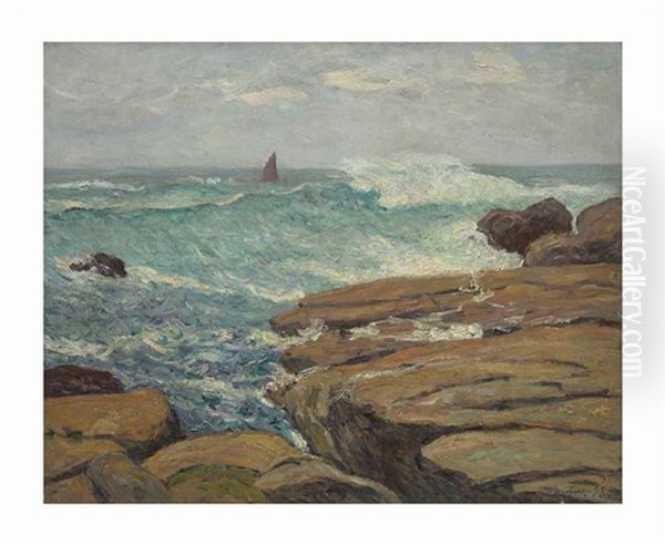 La Vague Echevelee, Saint-guenole, Penmarch Oil Painting by Maxime Maufra