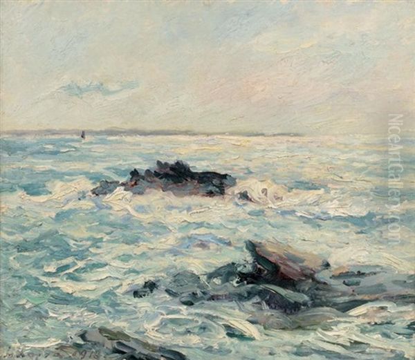 Mer Sous Le Soleil, Quiberon, Morbihan Oil Painting by Maxime Maufra