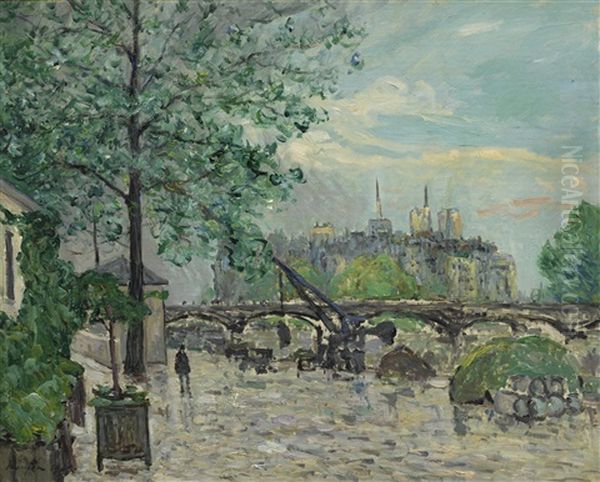 Le Port Du Louvre Apres L'orage Oil Painting by Maxime Maufra