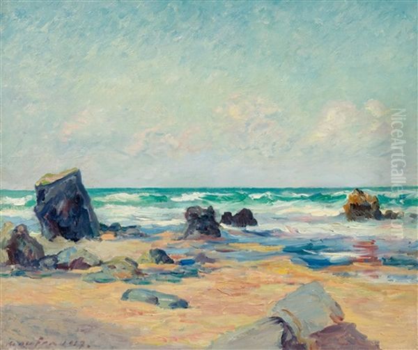 Maree Basse A La Plage De Port-blanc Oil Painting by Maxime Maufra