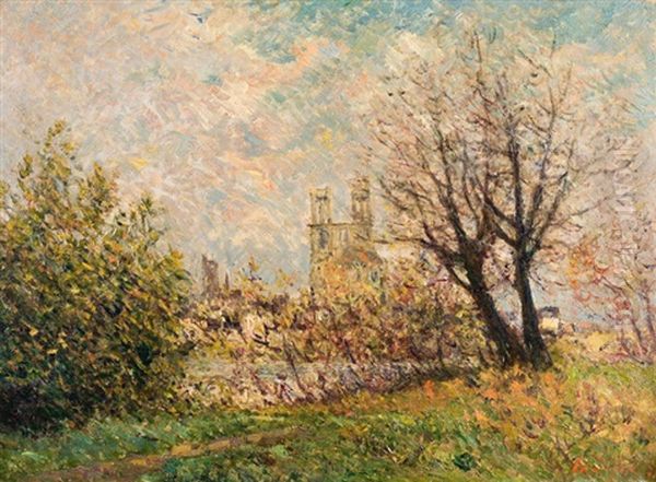 Mantes-la-jolie, L'eglise Notre-dame Oil Painting by Maxime Maufra