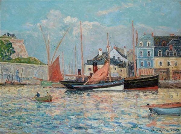 Le Bassin A Flots Du Port De Palais, Belle-ile En Mer Oil Painting by Maxime Maufra