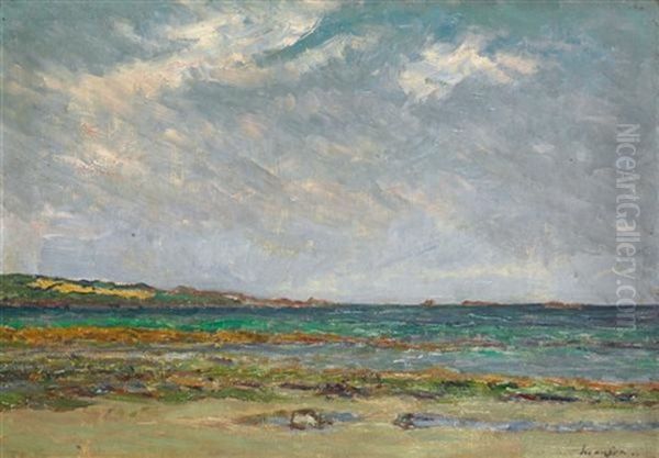 Plage De Saint Jean Du Doigt A Maree Basse Oil Painting by Maxime Maufra