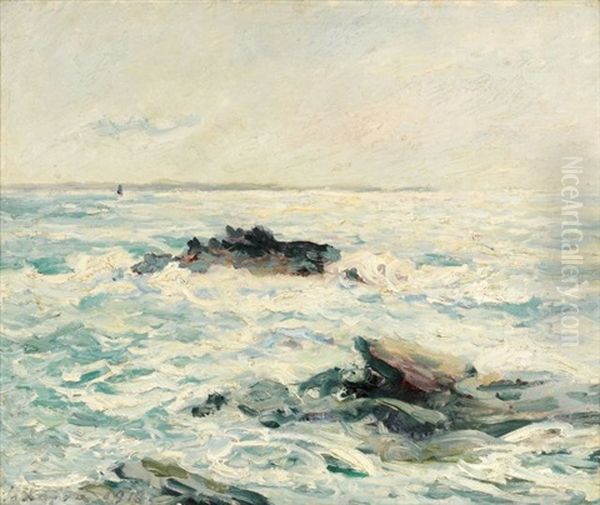 Mer Sous Le Soleil, Quiberon, Morbihan Oil Painting by Maxime Maufra