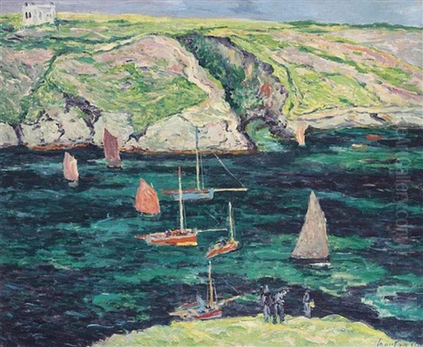 Bateaux A Port-goulphar, Belle-ile En Mer Oil Painting by Maxime Maufra