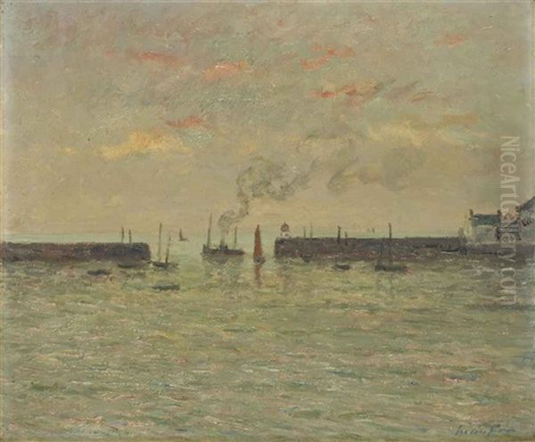 Sortie Du Vapeur De Belle Ile A Port Maria, Quiberon Oil Painting by Maxime Maufra