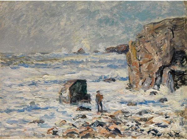 Einsamer Mann An Bretonischer Kuste Oil Painting by Maxime Maufra