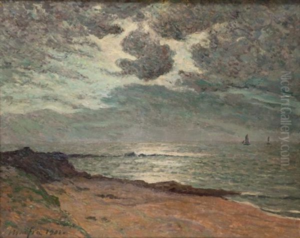 Lune Voilee Par Les Nuages A Beg Meil Oil Painting by Maxime Maufra