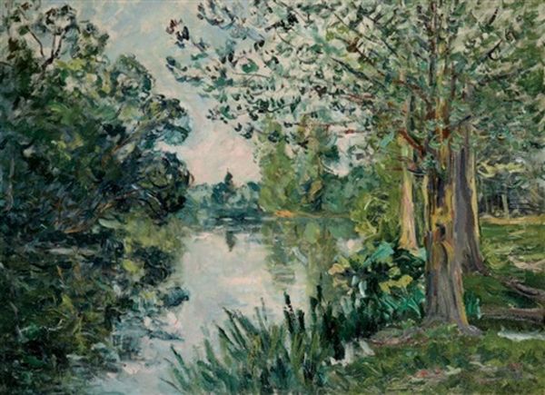 Les Bords Du Loir A Ponce (sarthe) Oil Painting by Maxime Maufra