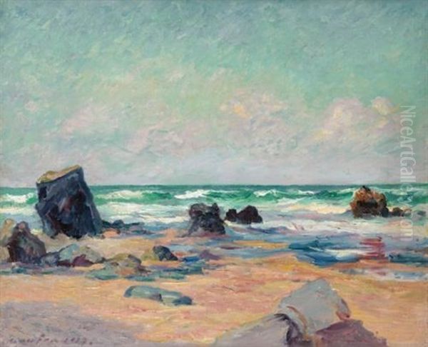 Maree Basse A La Plage De Port Blanc Oil Painting by Maxime Maufra