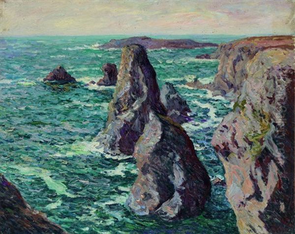 Les Pyramides De Port Coton - Belle Ile En Mer Oil Painting by Maxime Maufra